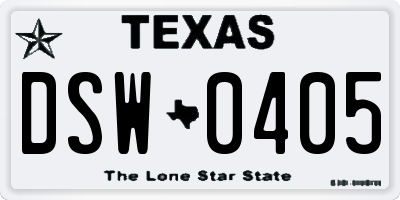 TX license plate DSW0405