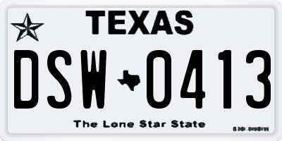 TX license plate DSW0413