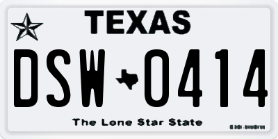 TX license plate DSW0414