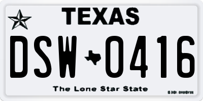 TX license plate DSW0416