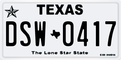 TX license plate DSW0417