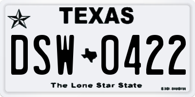 TX license plate DSW0422