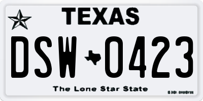 TX license plate DSW0423