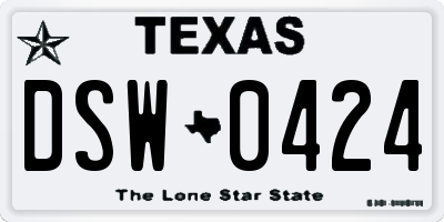TX license plate DSW0424