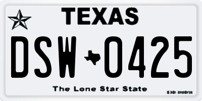 TX license plate DSW0425