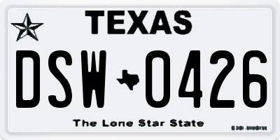 TX license plate DSW0426
