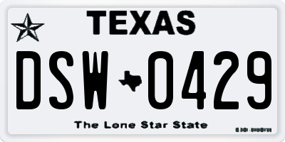 TX license plate DSW0429