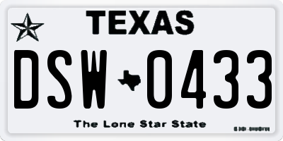 TX license plate DSW0433