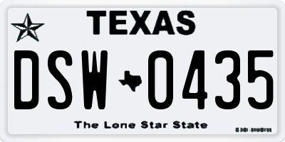 TX license plate DSW0435