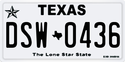 TX license plate DSW0436