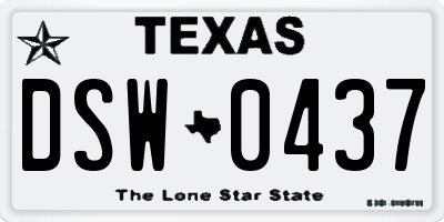 TX license plate DSW0437