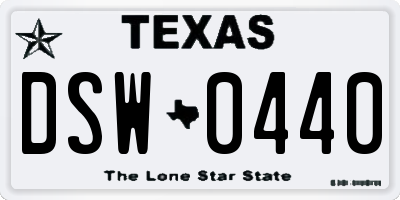 TX license plate DSW0440