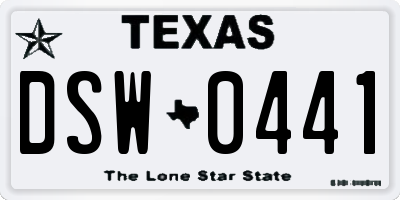 TX license plate DSW0441