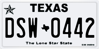 TX license plate DSW0442