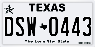 TX license plate DSW0443