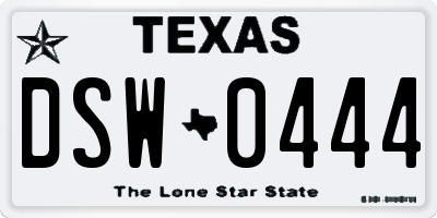 TX license plate DSW0444