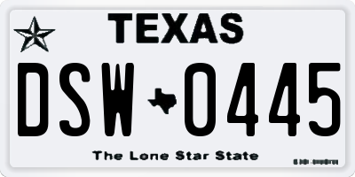 TX license plate DSW0445