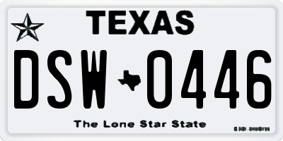 TX license plate DSW0446