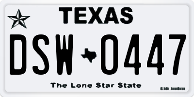 TX license plate DSW0447