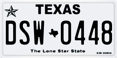 TX license plate DSW0448