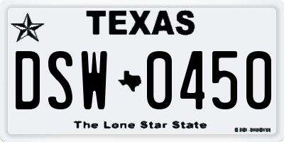 TX license plate DSW0450