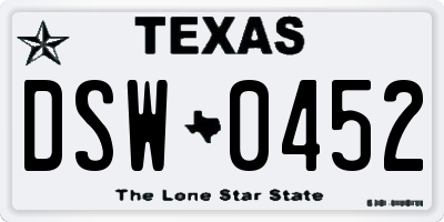 TX license plate DSW0452