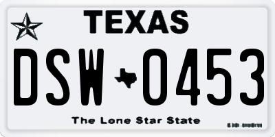 TX license plate DSW0453