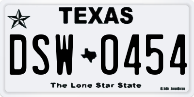 TX license plate DSW0454