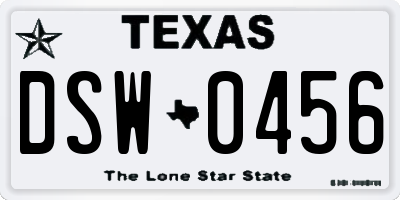 TX license plate DSW0456