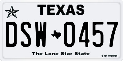 TX license plate DSW0457