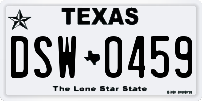 TX license plate DSW0459