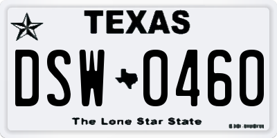 TX license plate DSW0460