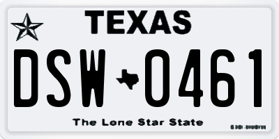 TX license plate DSW0461