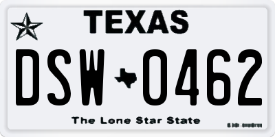 TX license plate DSW0462