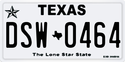 TX license plate DSW0464