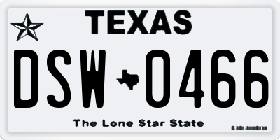 TX license plate DSW0466