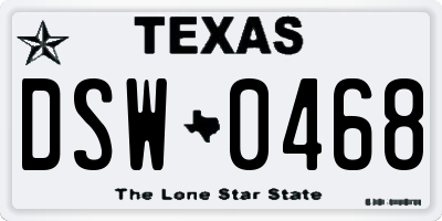 TX license plate DSW0468
