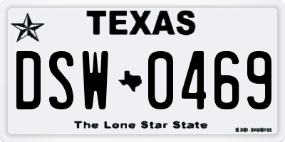 TX license plate DSW0469