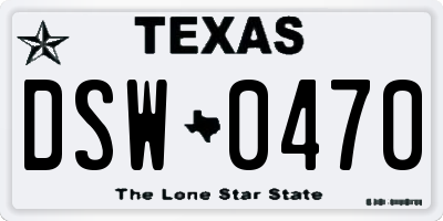 TX license plate DSW0470