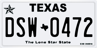 TX license plate DSW0472