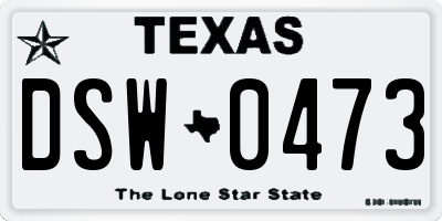 TX license plate DSW0473