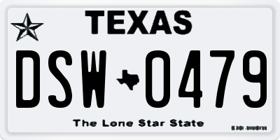 TX license plate DSW0479