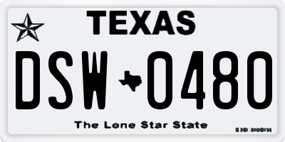 TX license plate DSW0480