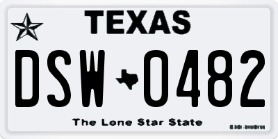 TX license plate DSW0482