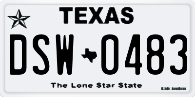 TX license plate DSW0483