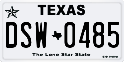TX license plate DSW0485
