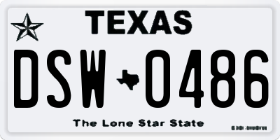 TX license plate DSW0486