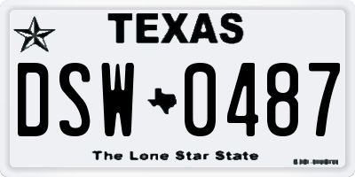 TX license plate DSW0487