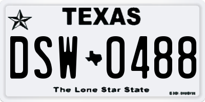 TX license plate DSW0488