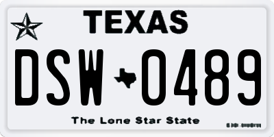 TX license plate DSW0489